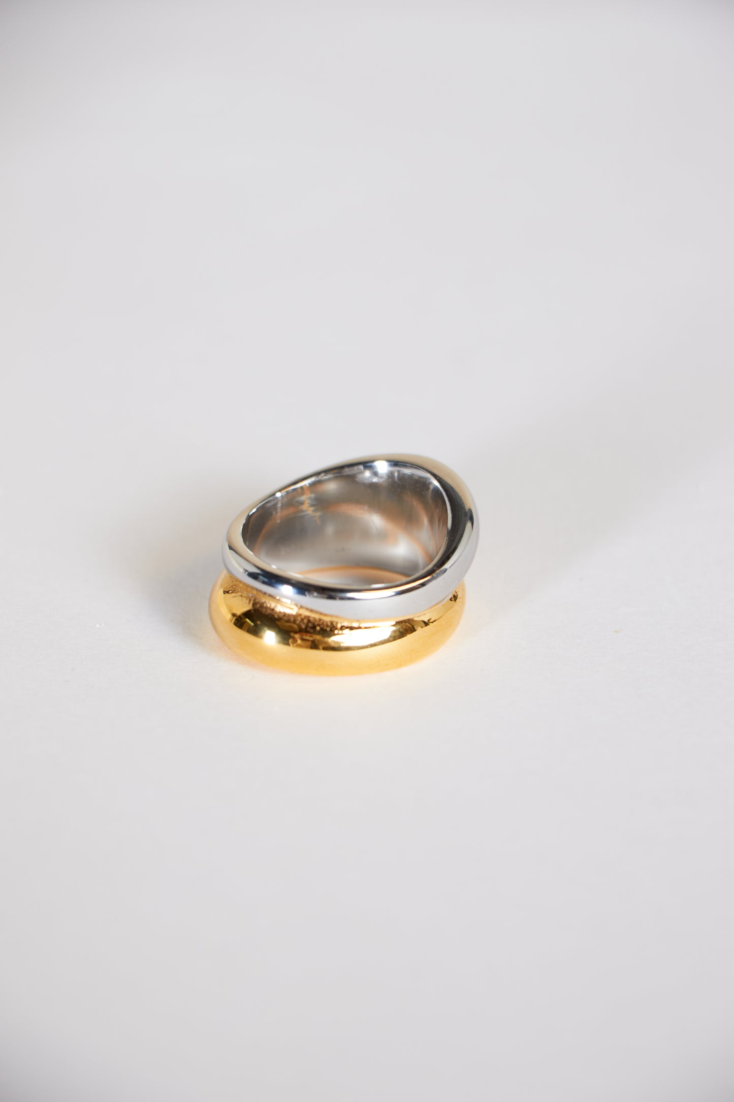 two-tone mixed metal waterproof ring in gold and silver – Double Vision Ring