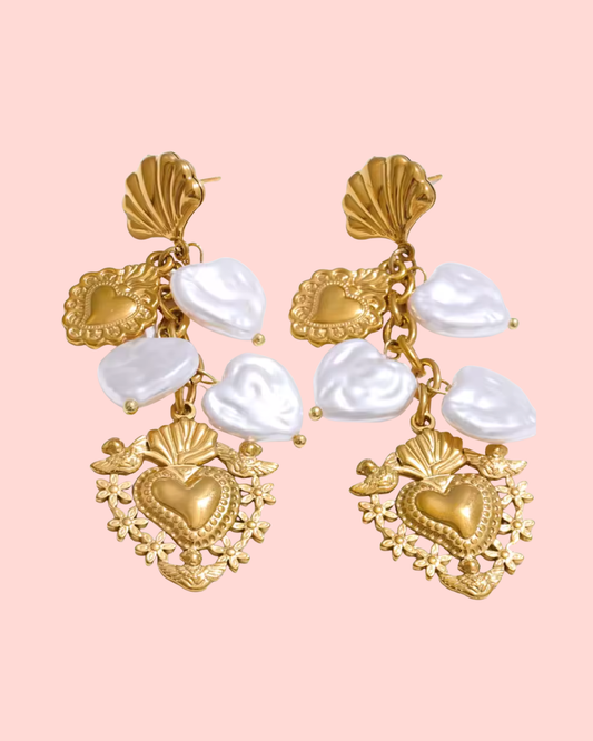 Baroque Hearts Waterproof Earrings
