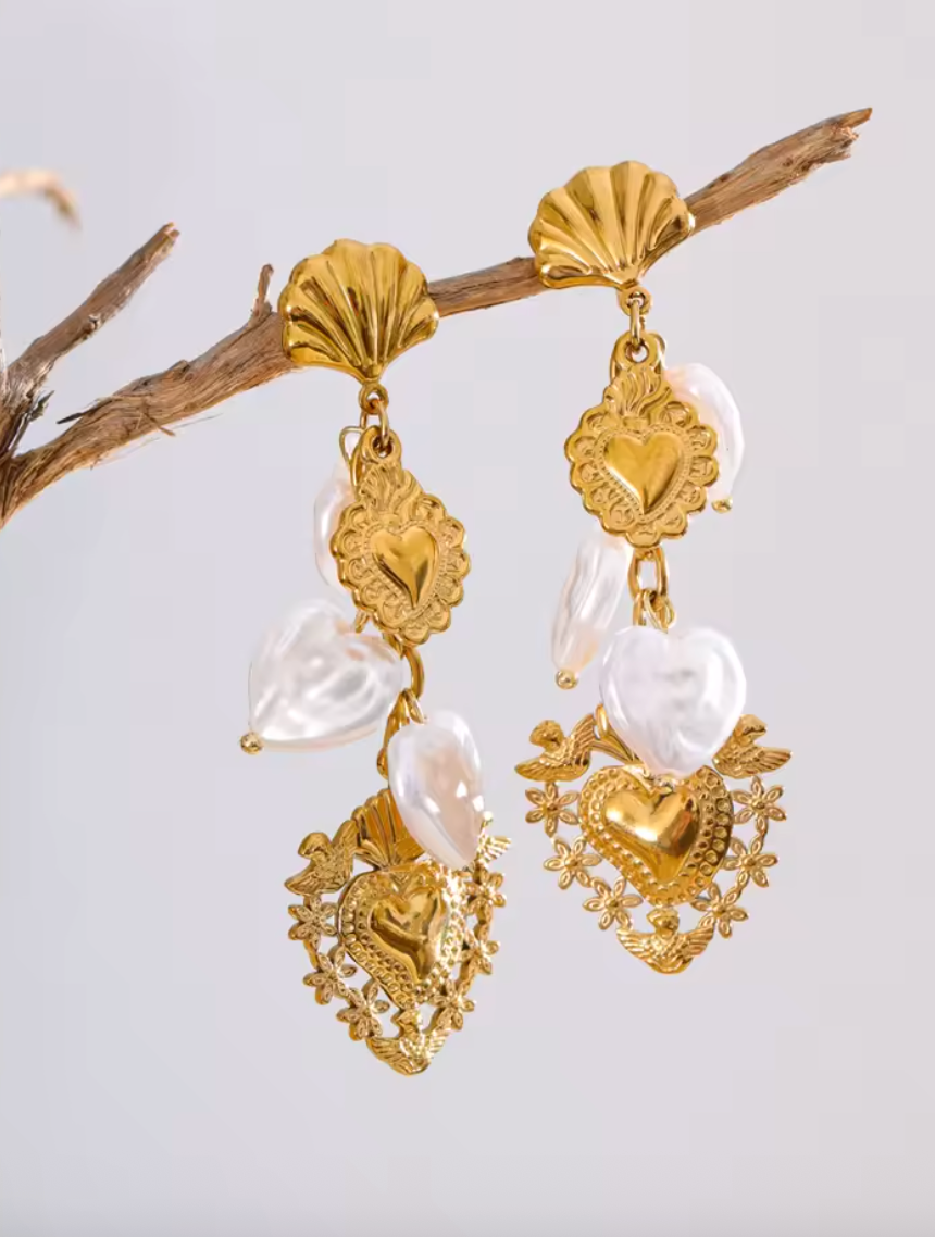Baroque Hearts Waterproof Earrings