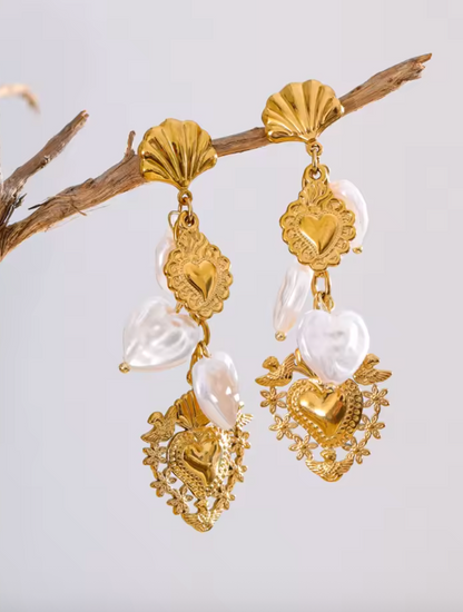 Baroque Hearts Waterproof Earrings
