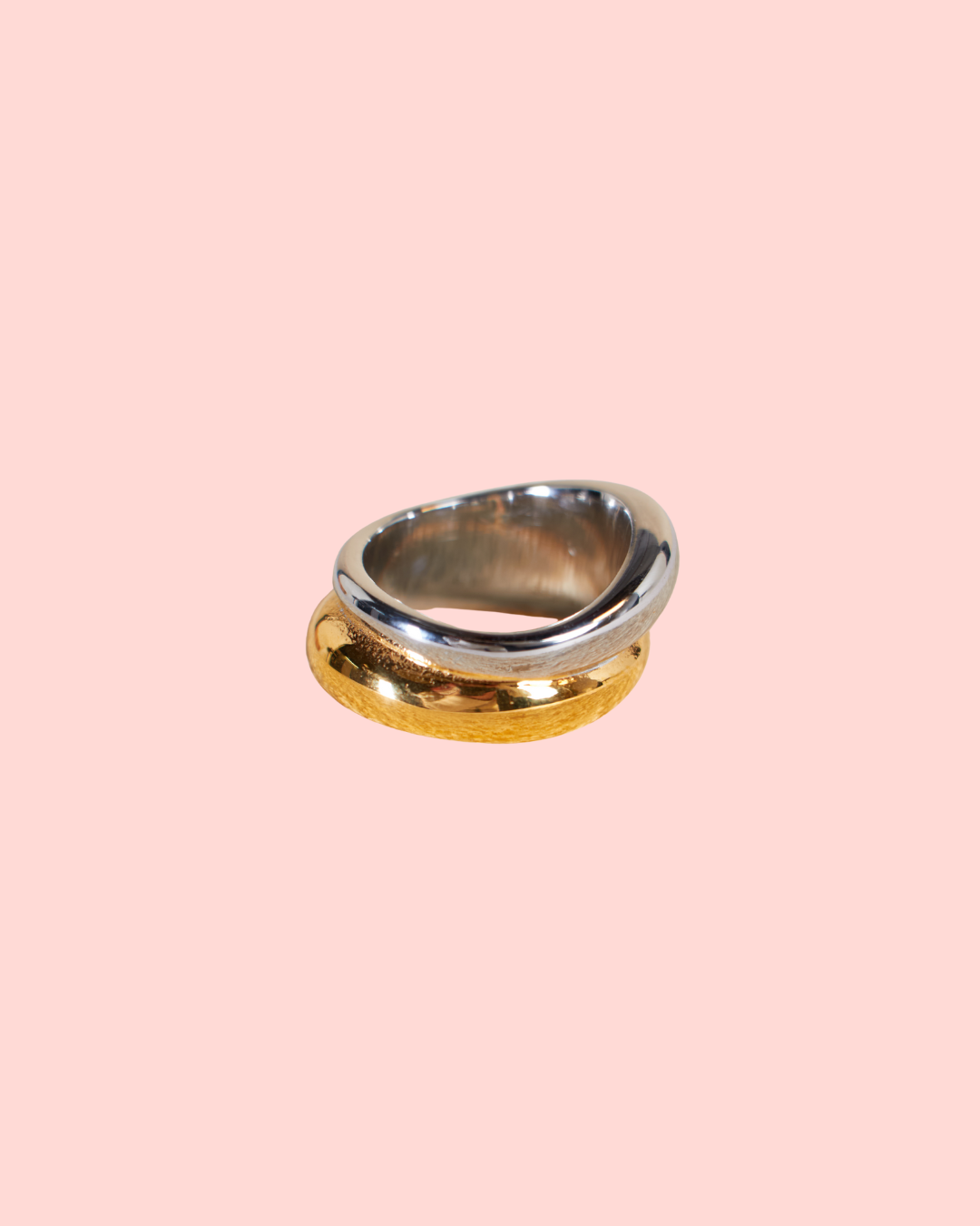 two-tone mixed metal waterproof ring in gold and silver – Double Vision Ring