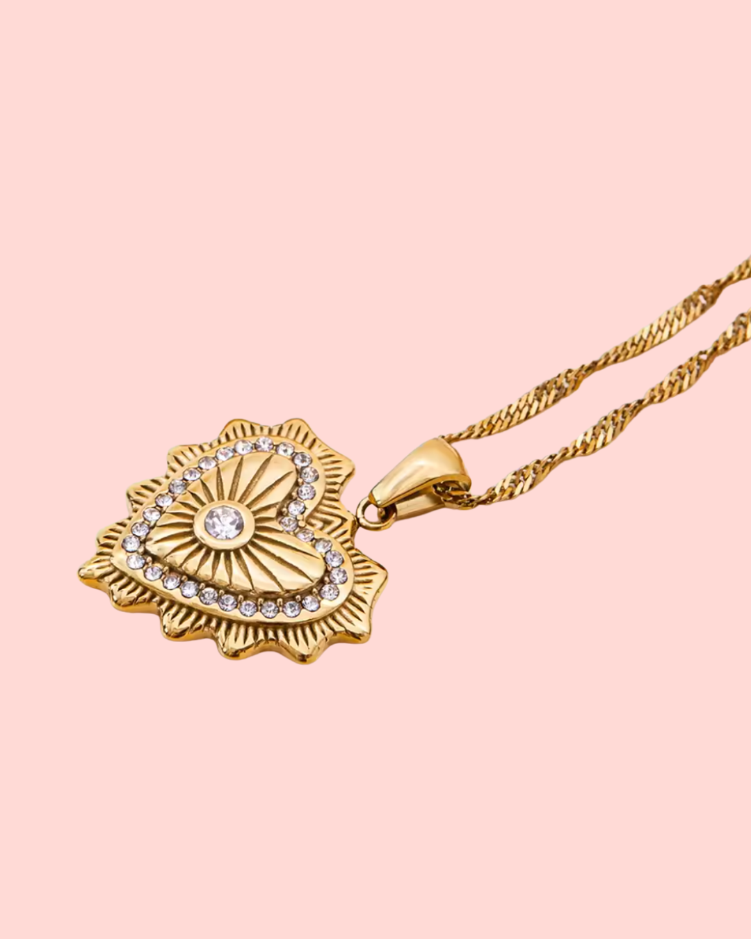 waterproof gold heart pendant necklace with zircon – Weight of Desire Necklace